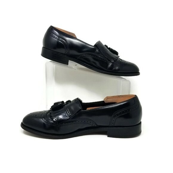 Florsheim Black Leather Tassel Kilt Brogue Wingtip Slip On Oxfords Shoes Mens 9M main image 7
